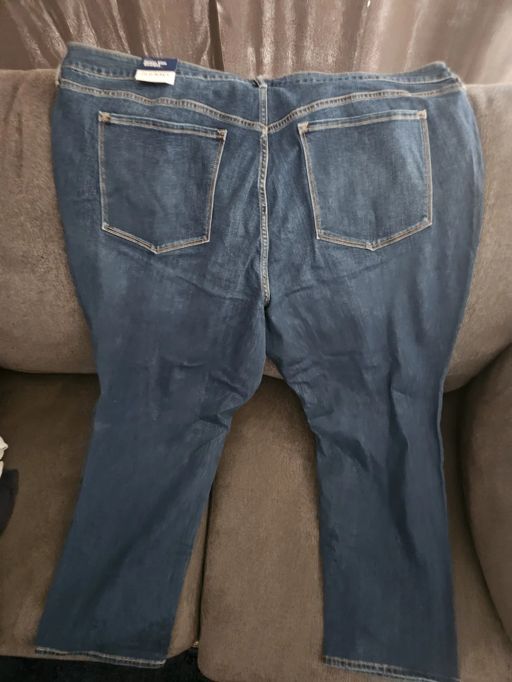 Womens Distressed Dark Blue Denim Jeans - Classic Fit